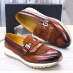 Men's Casual Leather Shoes Frosted Leather Patchwork Shoes